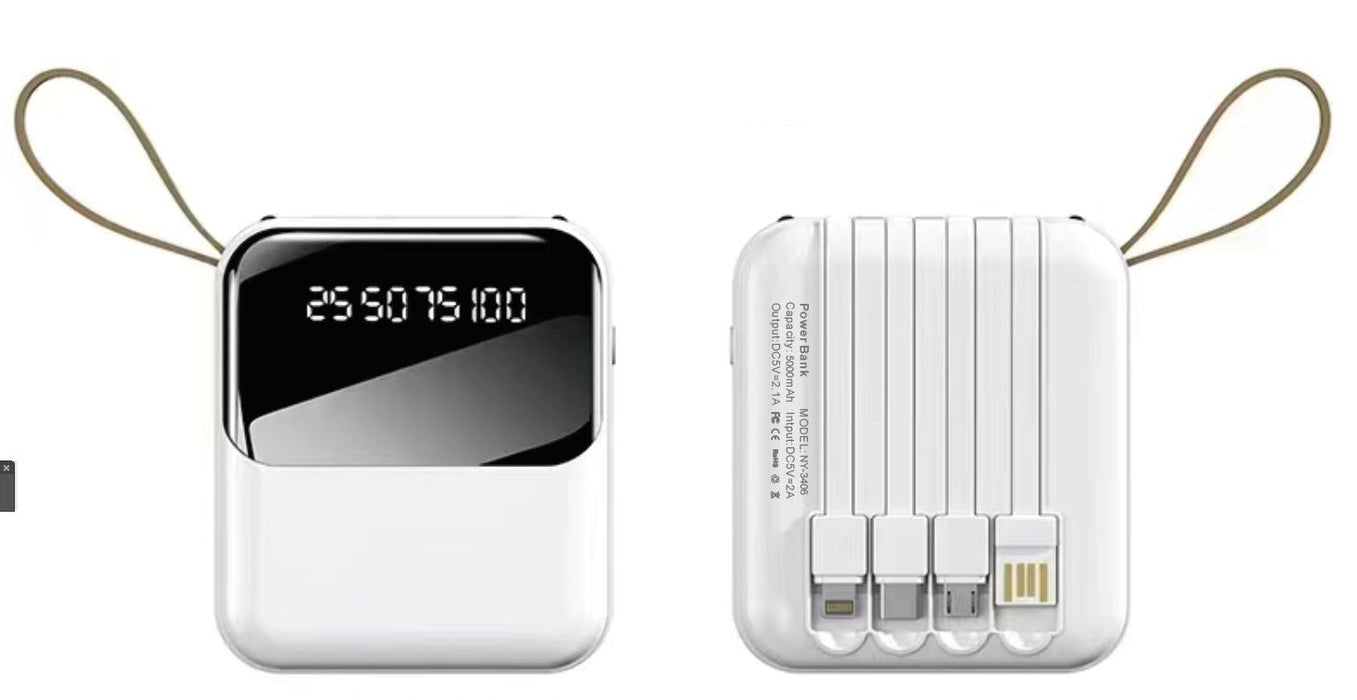 Power Bank סוללה ניידת כבלים מובנים