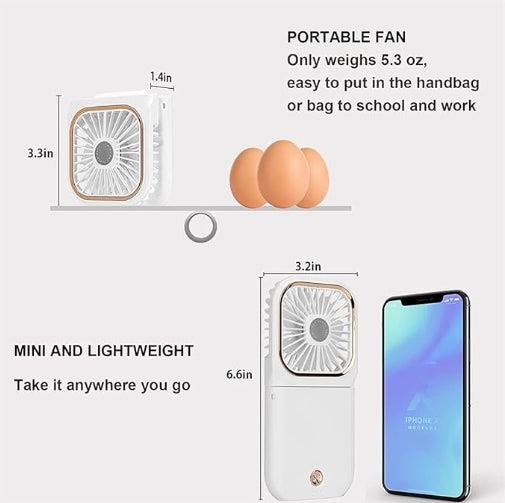 מאוורר נייד ממותג, מאוורר צוואר מתקפל |שרוך, מאוורר קירור מיני נטען USB מאוורר שרוך מאוורר ידני אישי |  מאוורר שולחני מיני, מאוורר מעמד לסלולרי | מאוורר נייד עם פאוור בנק | מאוורר לנסיעות | מאוורר מעמד  למשרד  פאוור בנק