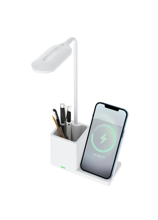 מנורת לד עם חיישן, משטח טעינה אלחוטי 15w עם כוס רחבה למכשירי כתיבה
מק"ט: USB7074
מעמד טעינה אלחוטית בשילוב מנורת LED וכוס לעטים – הרמס | מעמד טעינה אלחוטי 
  עם  מנורה וכוס לעטים