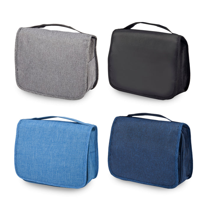 תיק כלי רחצה נפתח לתליה ממותג | תיק רחצה מתקפל |