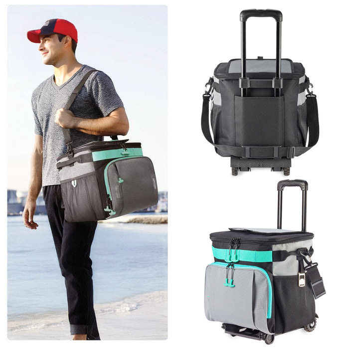 צידנית טרולי 40 ליטר.TX4200 | טרולי מידנית ממותגת | עגל טרולי ממותג | צידנית משפחתית על גלגלים |