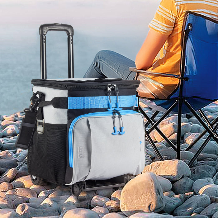 צידנית טרולי 40 ליטר.TX4200 | טרולי מידנית ממותגת | עגל טרולי ממותג | צידנית משפחתית על גלגלים |