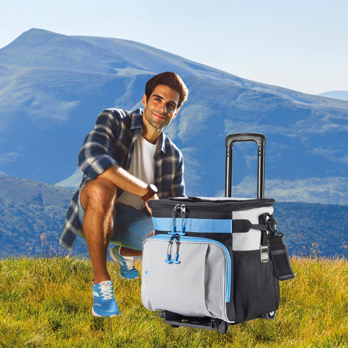 צידנית טרולי 40 ליטר.TX4200 | טרולי מידנית ממותגת | עגל טרולי ממותג | צידנית משפחתית על גלגלים |