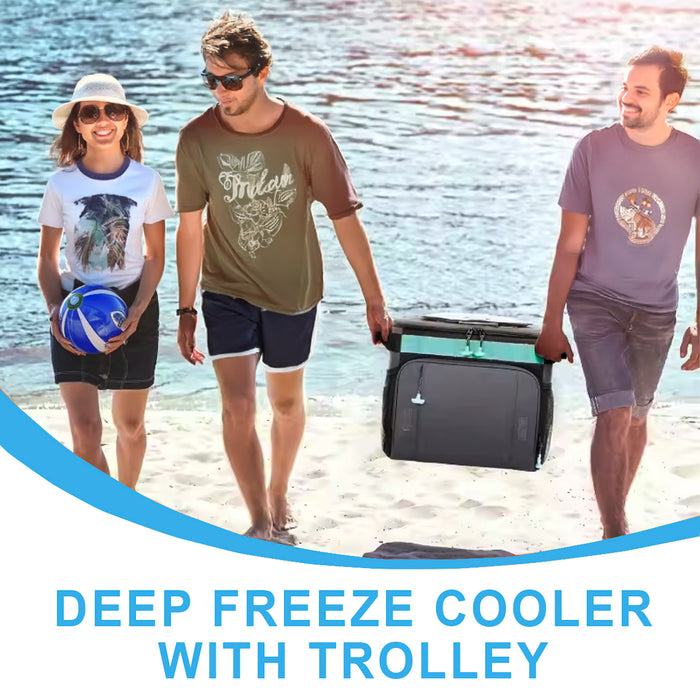 צידנית טרולי 40 ליטר.TX4200 | טרולי מידנית ממותגת | עגל טרולי ממותג | צידנית משפחתית על גלגלים |