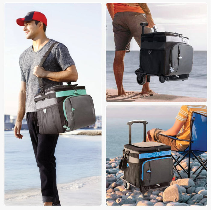 צידנית טרולי 40 ליטר.TX4200 | טרולי מידנית ממותגת | עגל טרולי ממותג | צידנית משפחתית על גלגלים |