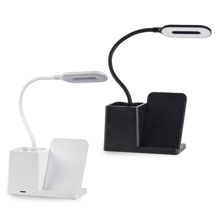 מנורת לד עם חיישן, משטח טעינה אלחוטי 15w עם כוס רחבה למכשירי כתיבה
מק"ט: USB7074
מעמד טעינה אלחוטית בשילוב מנורת LED וכוס לעטים – הרמס | מעמד טעינה אלחוטי 
  עם  מנורה וכוס לעטים