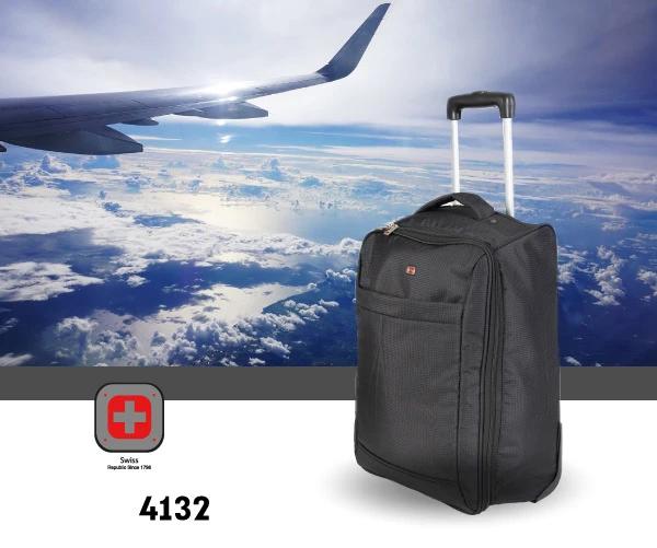 מזוודת עלייה למטוס מתקפלת דקה 4132 SWISS FLAT מזוודת טרולי פטנט שטוחה