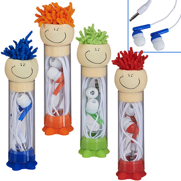 אוזניות במארז חיוך עם ראש שערות לניקוי מסכים