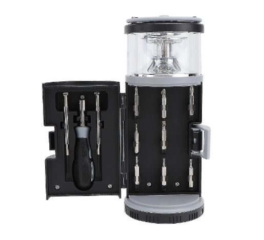 מנורת מחונאות מסדרת Lifestyle Flashlight Toolbox | עששית עם כלי עבודה | עששית עם סט מברגים