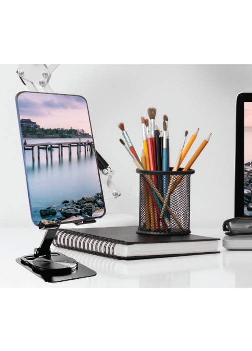 2047-דוק | “דוק” מעמד גדול לסמארטפון וטאבלט| מעמד גדול לסמארטפון טאבלט מתקפל עשוי מתכת בסיס 360 מעלות | KR9221 • הולד
מעמד שולחני לטלפון
מעמד שולחני מתקפל לטלפון סלולרי