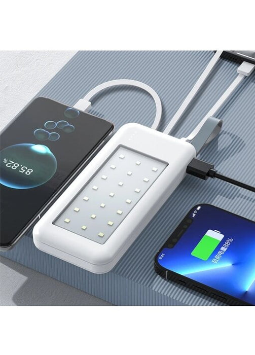 פאוור בנק תאורת חירום | פאוור בנק/ מטען MAH.12000 תאורת חירום לד חזקה כולל כבלים מובנים לטעינה