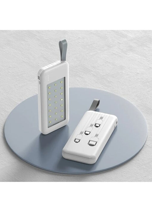 פאוור בנק תאורת חירום | פאוור בנק/ מטען MAH.12000 תאורת חירום לד חזקה כולל כבלים מובנים לטעינה