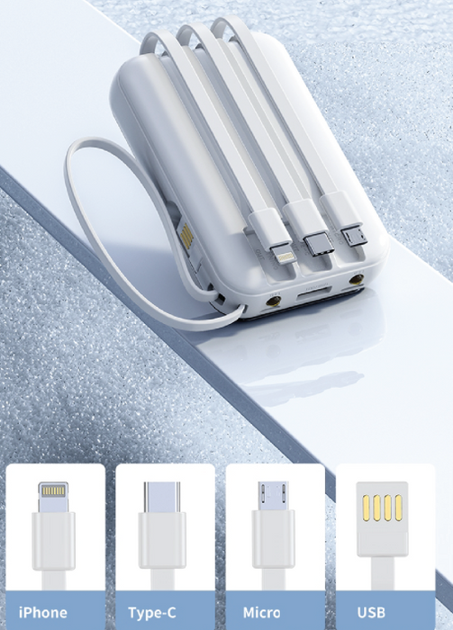 פאוור בנק/ מטען צג דיגיטלי 10,000MAH מיני כולל כבלים מתאמים