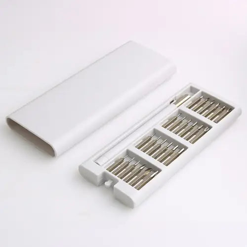 טולס - סט כלי מברגה בקופסת פלסטיק עם מגנט, לבן