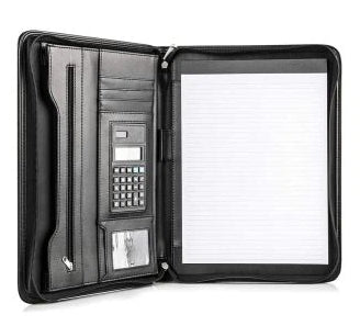 מכתביה דמוי עור עם רוכסן ומחשב