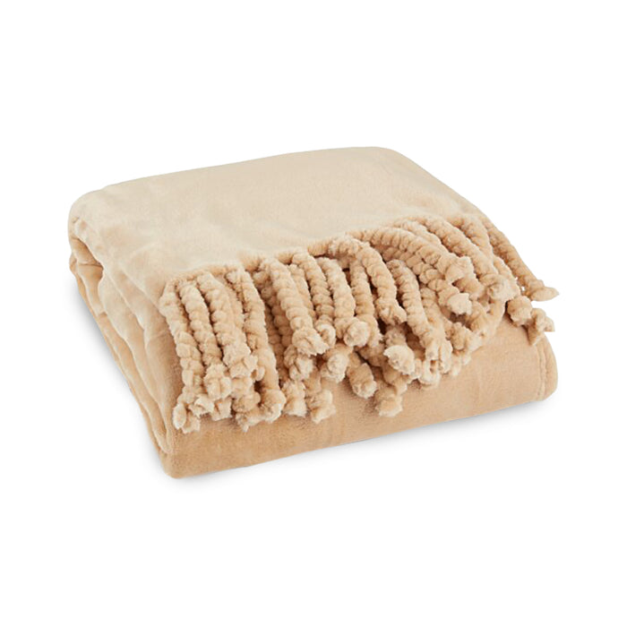 שמיכת קורל פליז עם פרנזים