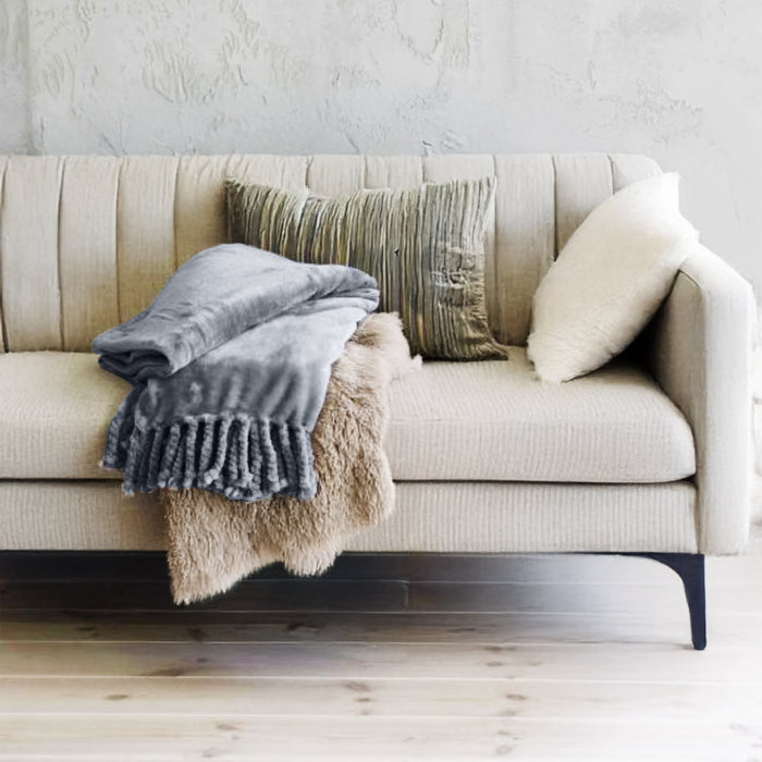 שמיכת קורל פליז עם פרנזים