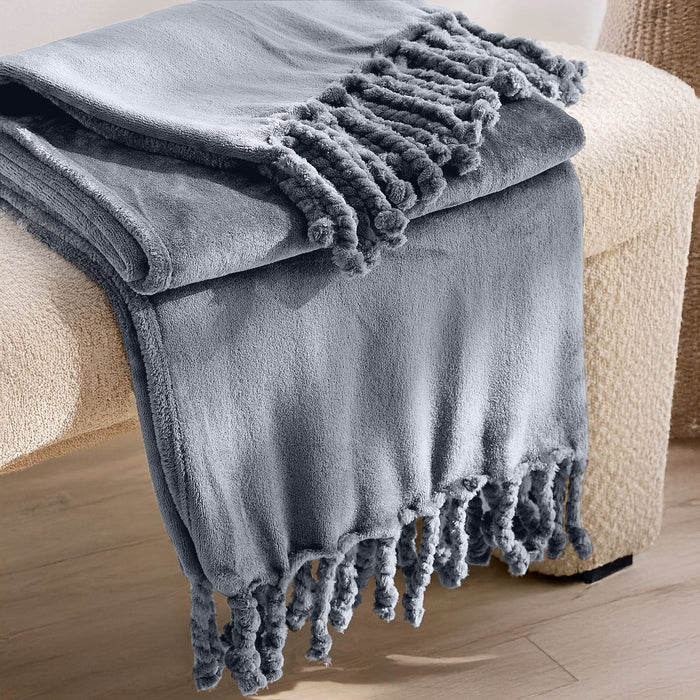 שמיכת קורל פליז עם פרנזים