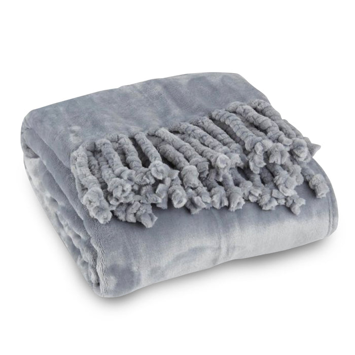 שמיכת קורל פליז עם פרנזים