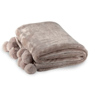 שמיכת קורל פליז עם פומפונים