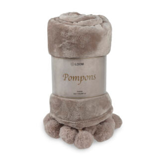 שמיכת קורל פליז עם פומפונים