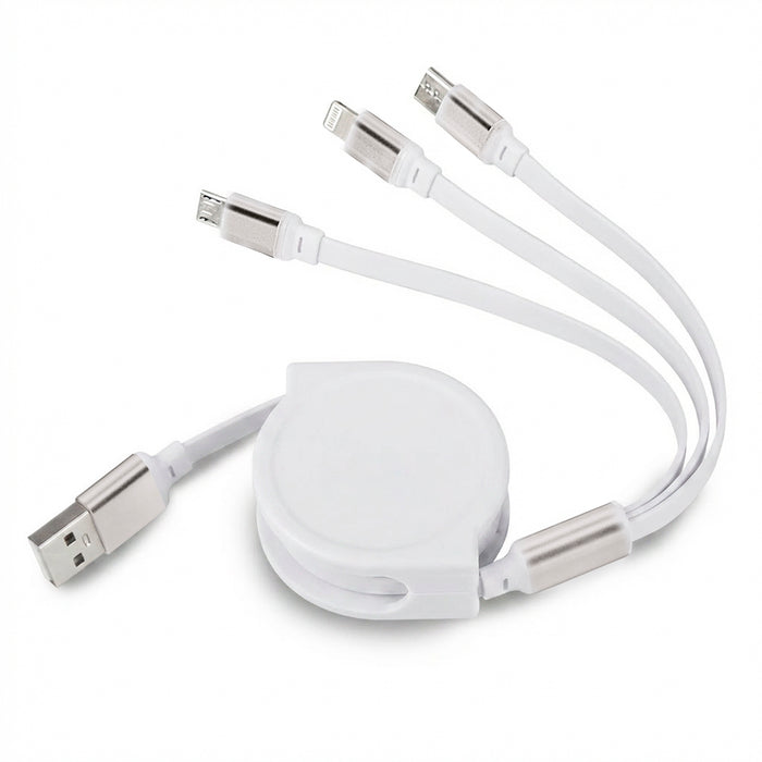 USB0012  כבל טעינה 4in1 – ויז’ן | כבל טעינה קפיצי ממותג | כבל טעינה נשלף ממותג