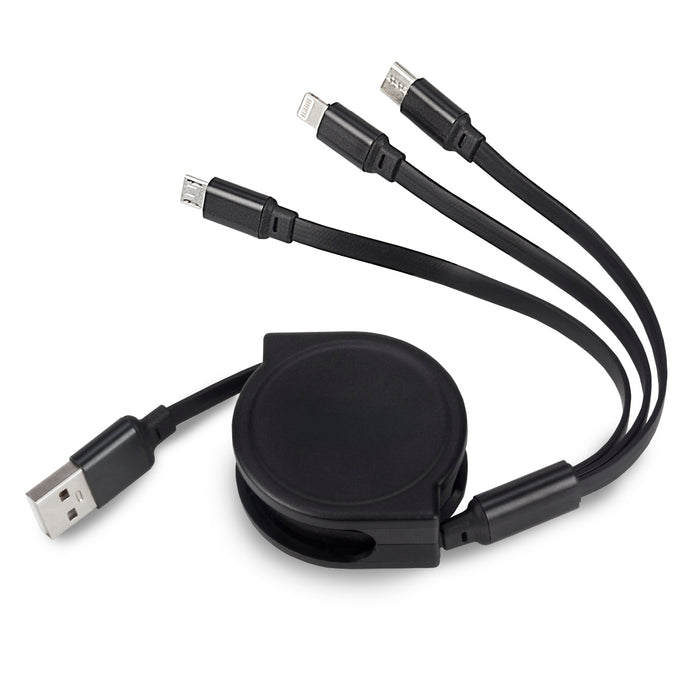 USB0012  כבל טעינה 4in1 – ויז’ן | כבל טעינה קפיצי ממותג | כבל טעינה נשלף ממותג