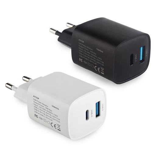 מטען חשמלי, 30W , חיבור USB-A , USB-C | מק"ט: USB4530 טען חשמלי| מטען חשמלי ממותג | מטען חשמלי מודפס