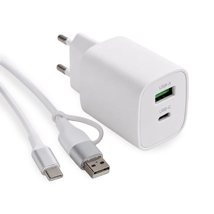 מטען חשמלי, 30W , חיבור USB-A , USB-C | מק"ט: USB4530 טען חשמלי| מטען חשמלי ממותג | מטען חשמלי מודפס