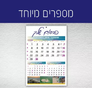 לוח שנה מספרים ממותג | לוח שנה 12 דפים כרומו משובח. | 