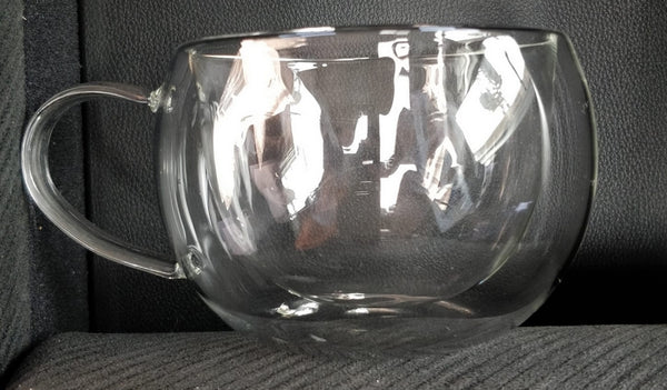כוס דאבל גלאס דו צדדי 280 ספל כוס זכוכית דופן כפולה - כוס תרמית בידוד כפול  - כוסות דאבל גלאס - כוסות שכבה כפולה ספל מעוצב עשוי זכוכית עם דופן כפולה  זוג כוסות דו צדדי 280 מ”ל