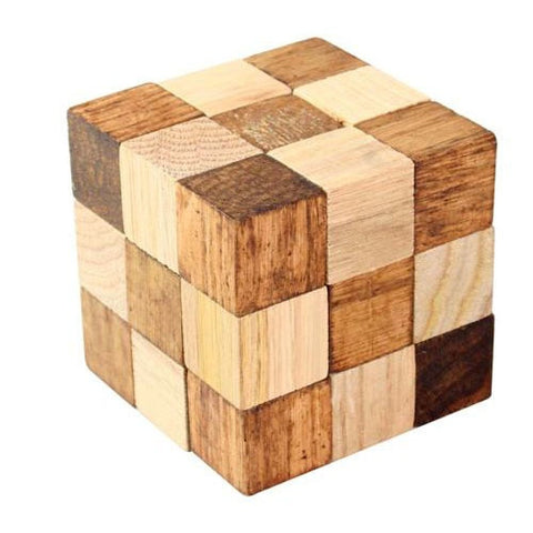 משחק חשיבה בצורת קוביה פאזל עץ  נחש 