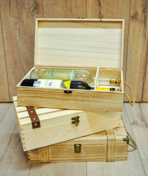 ארגז עץ לשני יינות | קופסת עץ לזוג בקבוקי יין | קוסא ליין מעץ