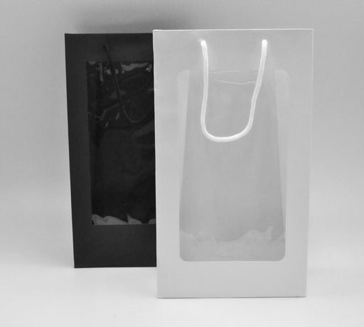 שקית קרטון עם חלון 20X35+10- יין זוגי