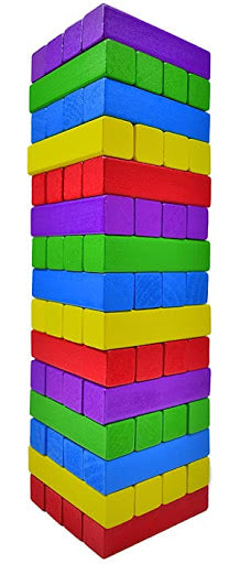 משחק ג'נגה 48 חלקים | מפולת לבנים | מגדל בבל | מגדל קוביות עץ מפולת לבנים | בניין עץ מגדל בלוקים צעצוע דומינו