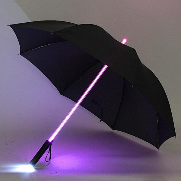מטריות ממותגות לפרסום - מטרייה - מטריית לד   מטריה מוט תאורה זוהר  מהבהב בכמה צבעים זוהרים ופנס בידית