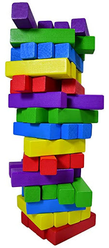 משחק ג'נגה 48 חלקים | מפולת לבנים | מגדל בבל | מגדל קוביות עץ מפולת לבנים | בניין עץ מגדל בלוקים צעצוע דומינו