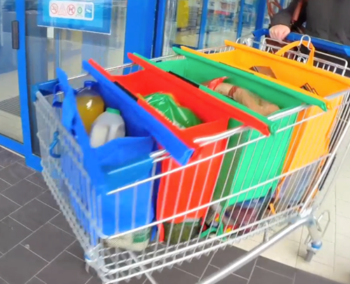 סלי קניות רב שימושיים הנפרשים בקלות על עגלת הקניות