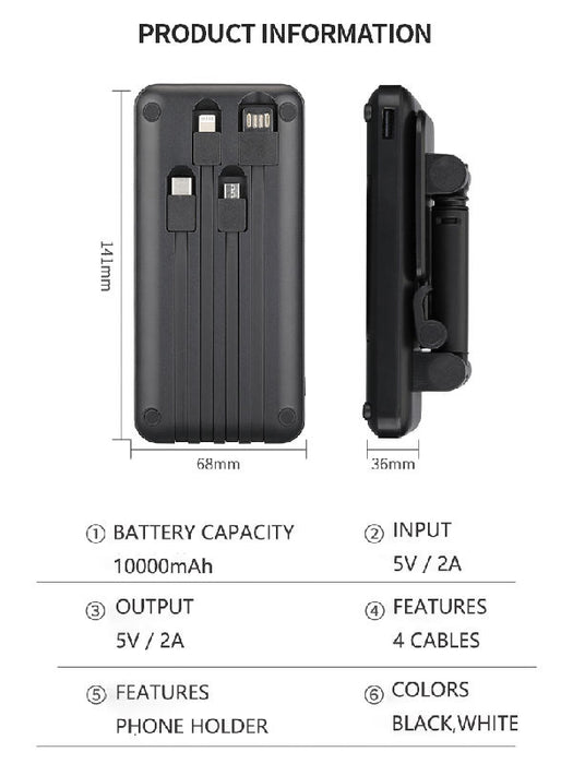 מעמד לטלפון נייד 2 ב-1 & פאוור בנק של 8000mAh.