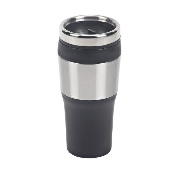 HP0058 כוס תרמית פלסטיק בשילוב נירוסטה – הופר | כוס תרמית ממותגת | ספל תרמי עם לוגו | כוס דופן כפולה לשתייה חמה |כוס טרמית שומרת חום קור