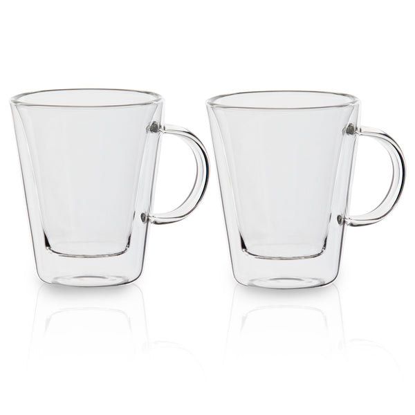 HP8542 זוג כוסות עם דופן כפולה – אוגנדה | זוג כוסות זכוכית עם ידית | זוג ספלים דופו כפולה מזכוכית | ספלים ממותגים דאבל גלאס
