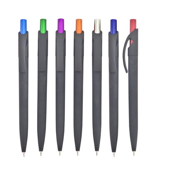 לואיז בלק - עט ג'ל,גוף פלסטיק, גימור גומי, לחצן מטלי צבעוני ראש סיכה - עט פגסוס - עט ג'ל - עטים עם לוגו עטים לפרסום