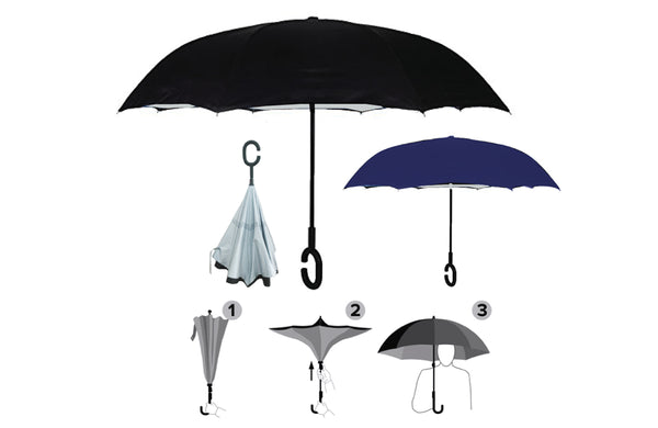 מוצרי חורף - מטריות ממותגות לפרסום - מטריה הפוכה  - מטריה עם לוגו - מטריה מתקפלת