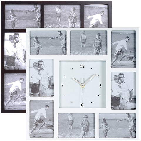 שעון קיר עץ מעוצב 8 תמונות 44X44 ס"מ
