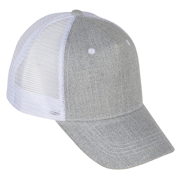 כובע מצחיה רשת כותנה אפור מוברש 5 פאנל