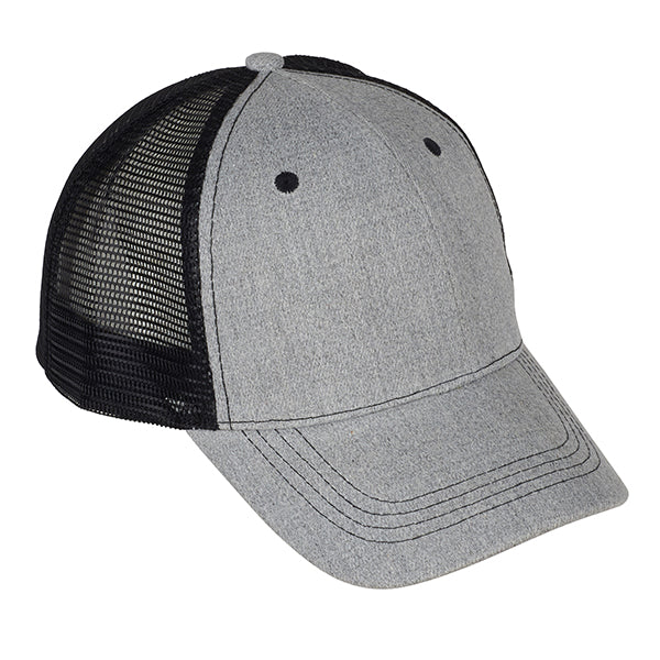 כובע מצחיה רשת כותנה אפור מוברש 6 פאנל