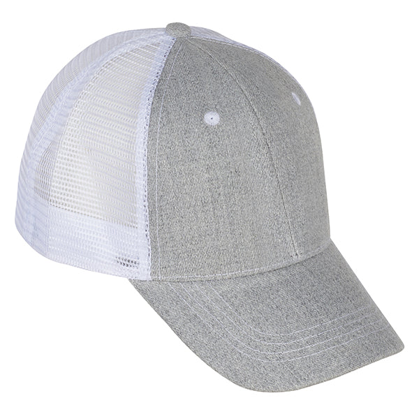כובע מצחיה רשת כותנה אפור מוברש 6 פאנל