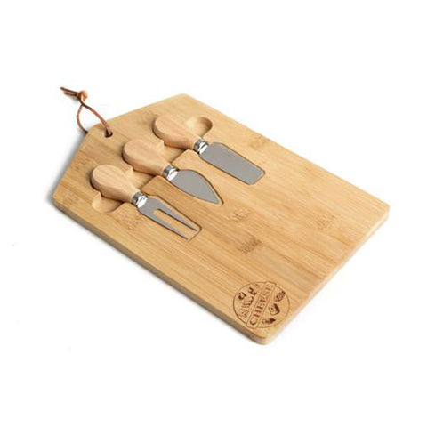 ערכת סכיני גבינה ומשטח חיתוך מעץ | מלטת עץ לגבינות | משטח עץ לחיתוך גבינות | פלטת עץ ממותגת | גימיקים