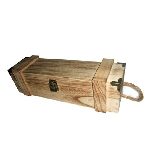 קופסא לבקבוק יין (גודל רגיל} עשויה מעץ בעל גוון טבעי