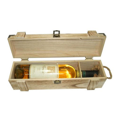 קופסא לבקבוק יין (גודל רגיל} עשויה מעץ בעל גוון טבעי